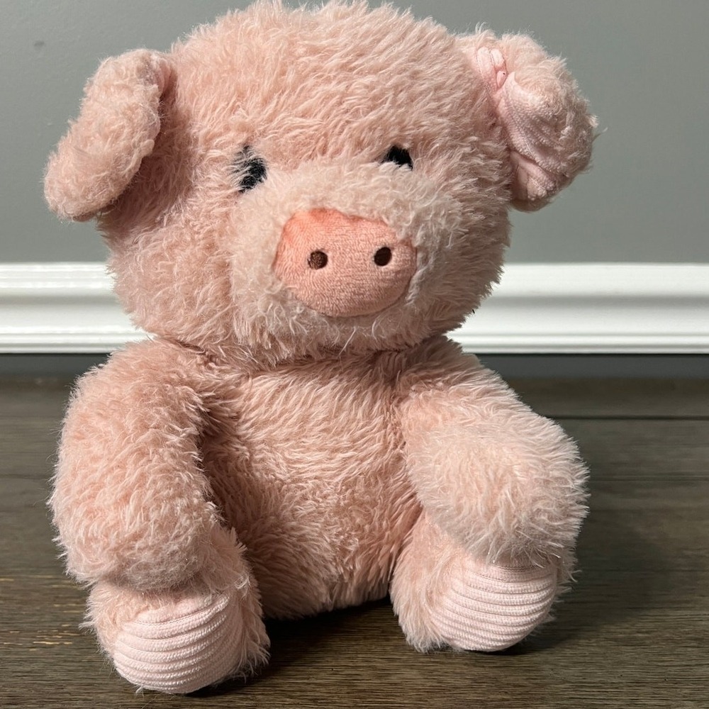Spark Create Imagine Pink Piggy Ribbed Feet Fuzzy Stuffed Animal Pig Plush